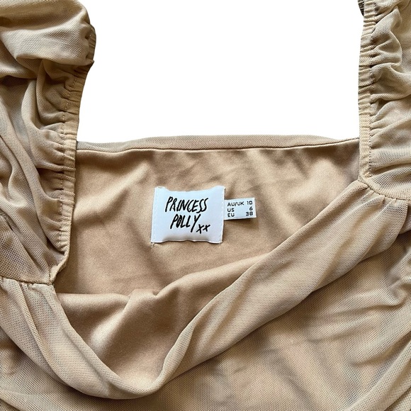 Princess Polly Charvi Bodycon Rouched Mini Dress Tan Brown - Picture 7 of 7